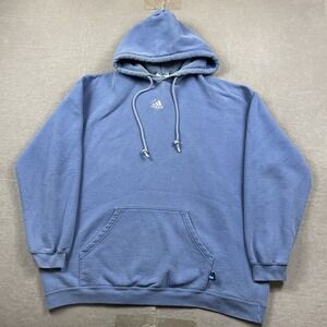 Vintage Adidas Sweatshirt‎ Mens 2XL Blue Center Logo Pullover Hoodie USA Minimal